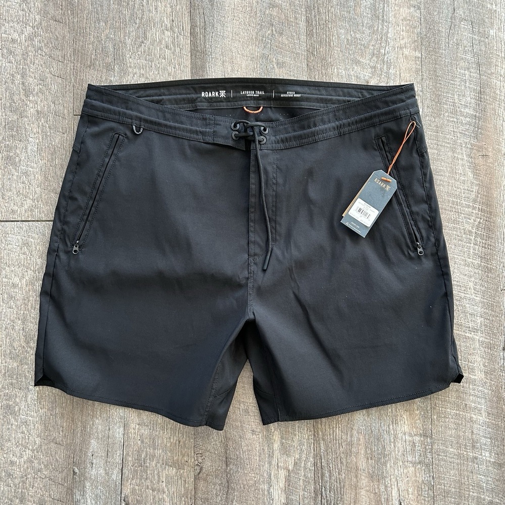 Roark Layover Trail Hybrid Shorts Black Modern Fit Outdoor RS364 Mens 38 NWT